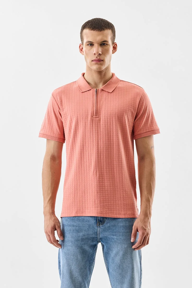 SNITCH Regular Fit 100% Cotton Zipper Polo T-Shirt